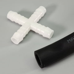 X PIECE 4 WAY BARBED PLASTIC HOSE CONNECTOR